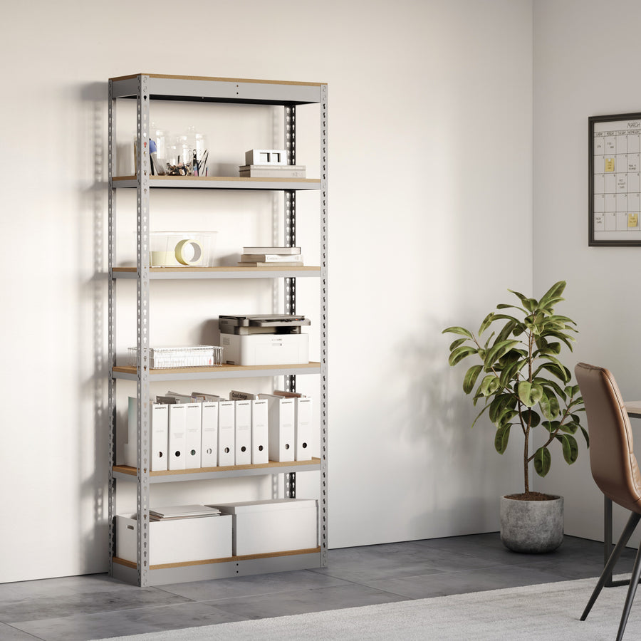 Lyon 12"d 6-Shelf Light-Duty Boltless Shelving Starter Units - Gray