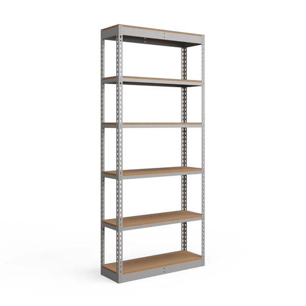 Lyon 18"d 6-Shelf Light-Duty Boltless Shelving Starter Units - Gray