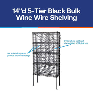 14"d 5-Tier Black Bulk Wine Wire Shelving