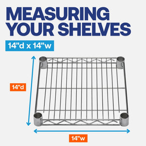 14"d x 14"w Chrome Wire Shelving w/ 5 Shelves