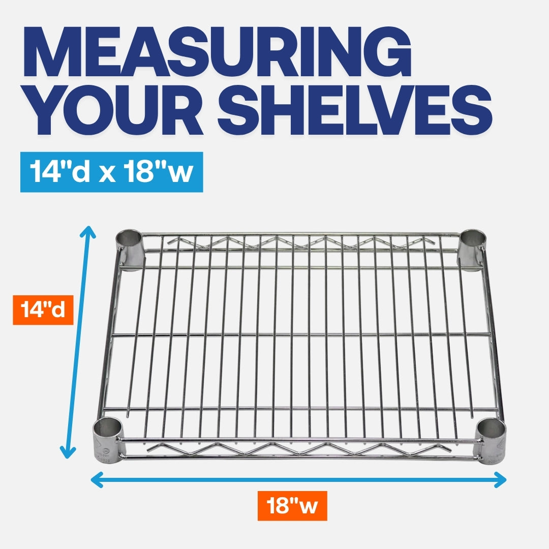 14"d x 18"w Chrome Wire Shelving w/ 4 Shelves