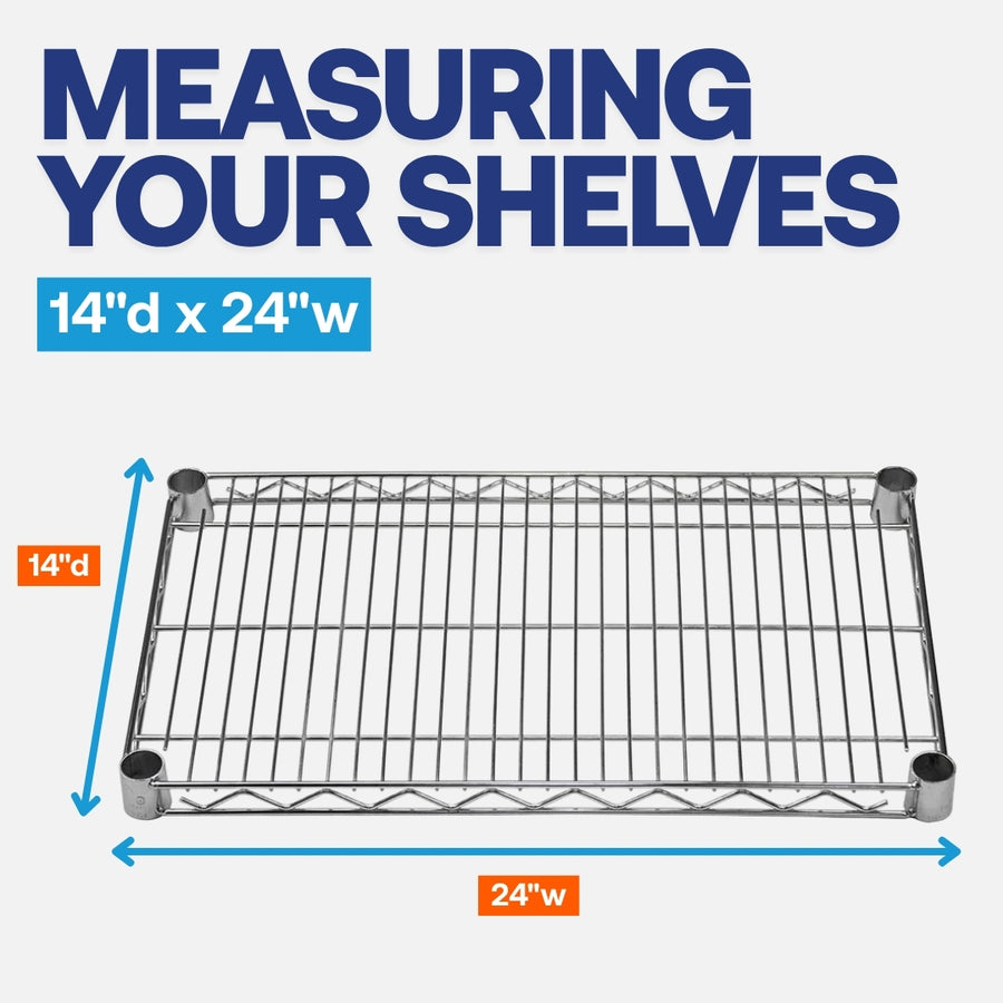 14"d x 24"w Chrome Wire Shelving w/ 4 Shelves