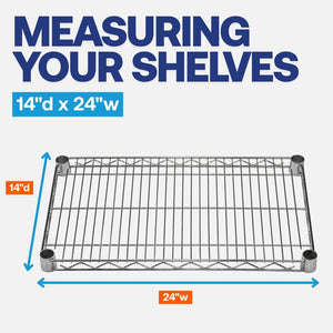 14"d x 24"w Chrome Wire Shelving w/ 4 Shelves