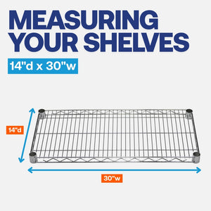 14"d x 30"w Chrome Wire Shelving w/ 5 Shelves
