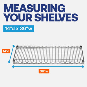 4-Shelf Chrome Wire Carts - 14"d x 36"w