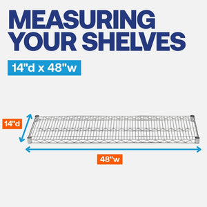 4-Shelf Chrome Wire Carts - 14"d x 48"w
