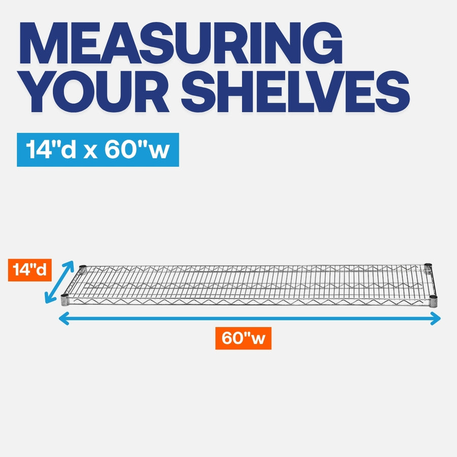 4-Shelf Chrome Wire Carts - 14"d x 60"w