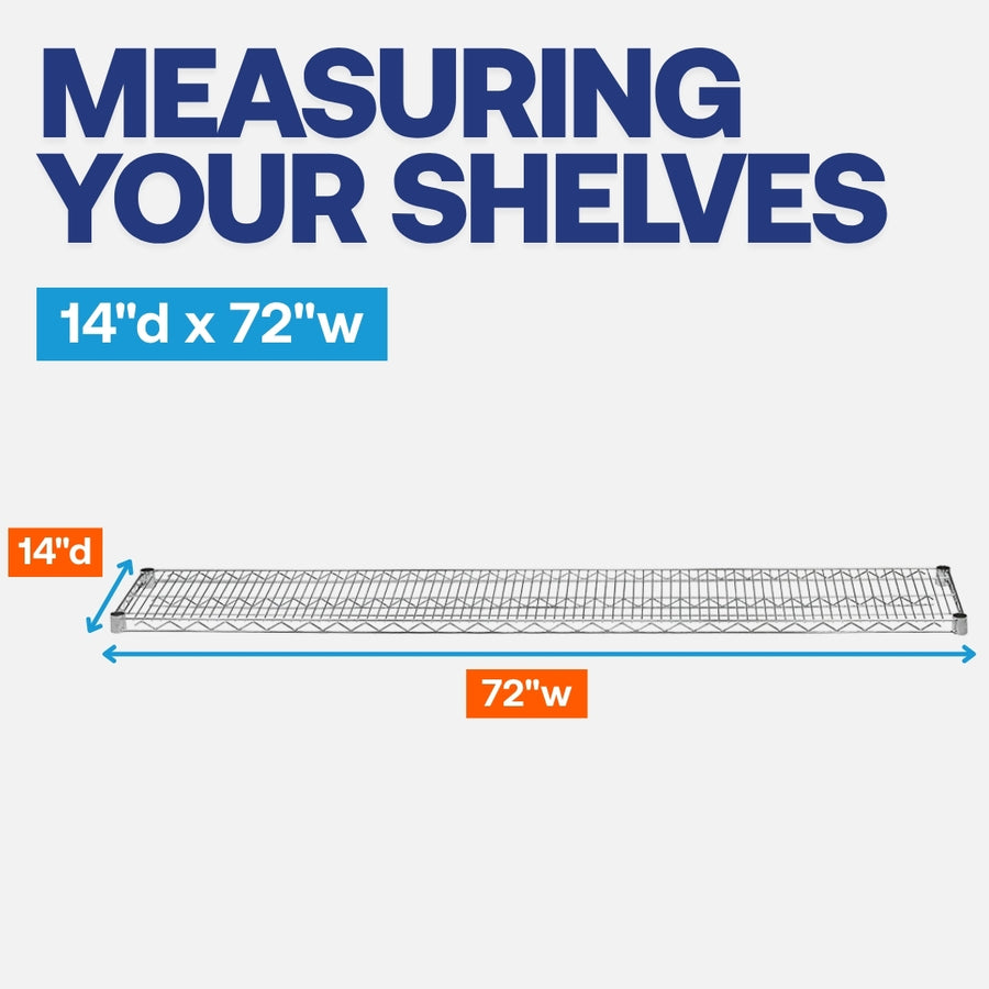 4-Shelf Chrome Wire Carts - 14"d x 72"w