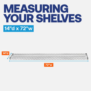 14"d x 72"w Chrome Wire Shelving w/ 5 Shelves