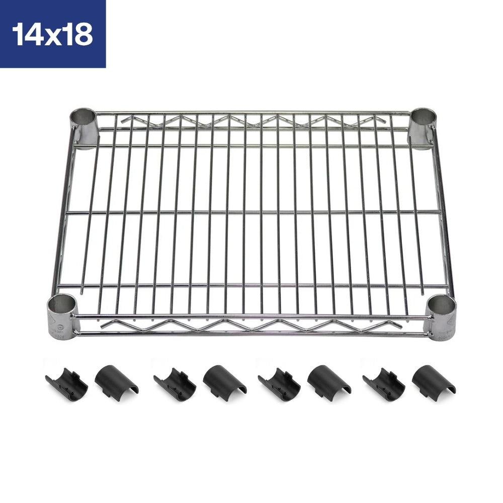 14"d Chrome Wire Shelves with Shelf Clips