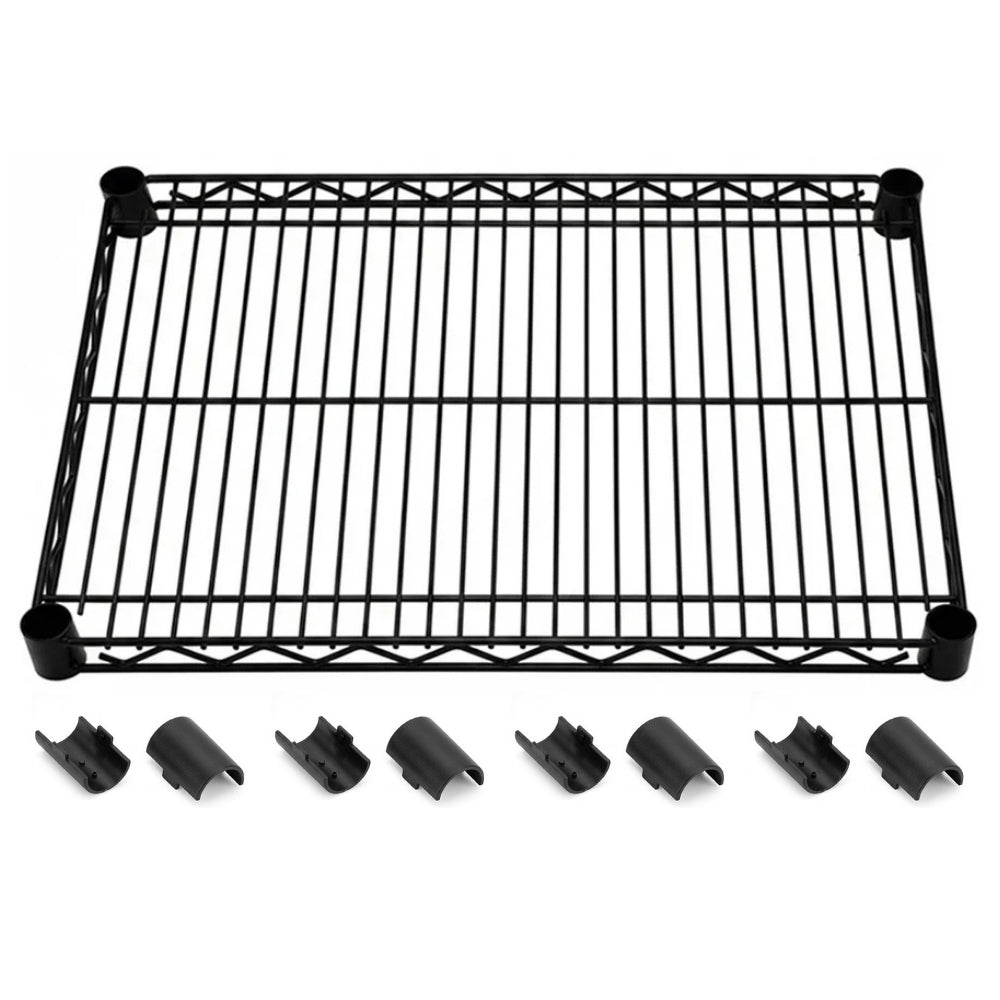 18"d Black Wire Shelves with Shelf Clips