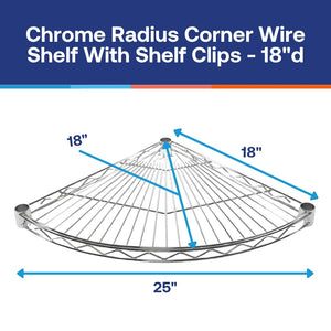 Chrome Radius Corner Wire Shelves with Shelf Clips