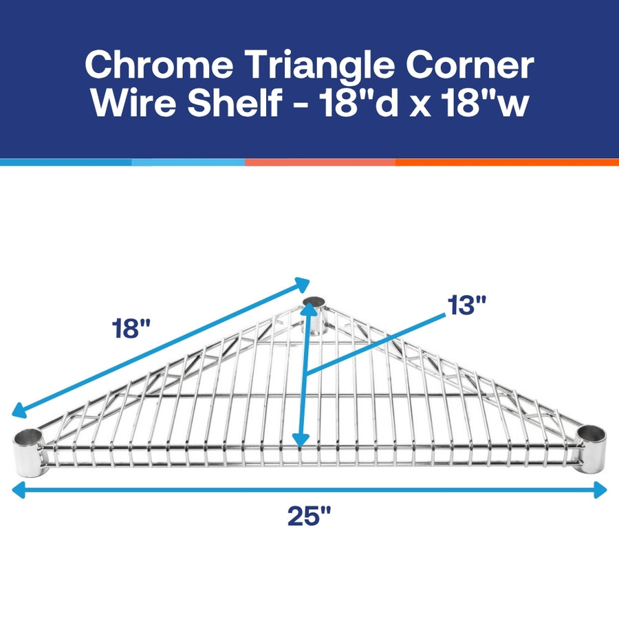 Chrome Triangle Corner Wire Shelves with Shelf Clips