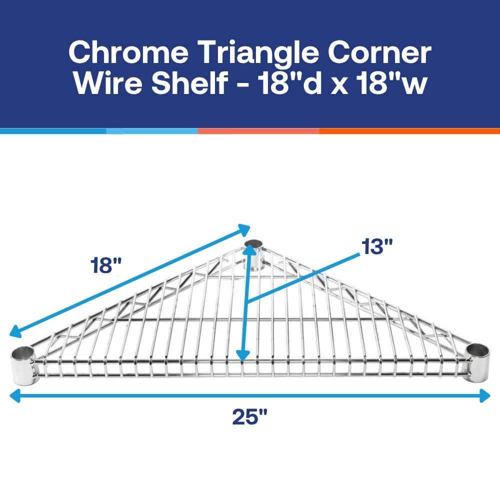 Chrome Triangle Corner Wire Shelves with Shelf Clips
