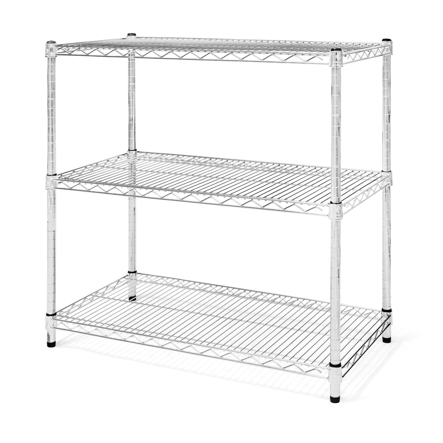 18x36 chrome wire shelving unit, 3-tier heavy-duty 36-inch wide industrial rack, 18-inch deep mid-height steel storage stand - SI Brand stocked in Michigan