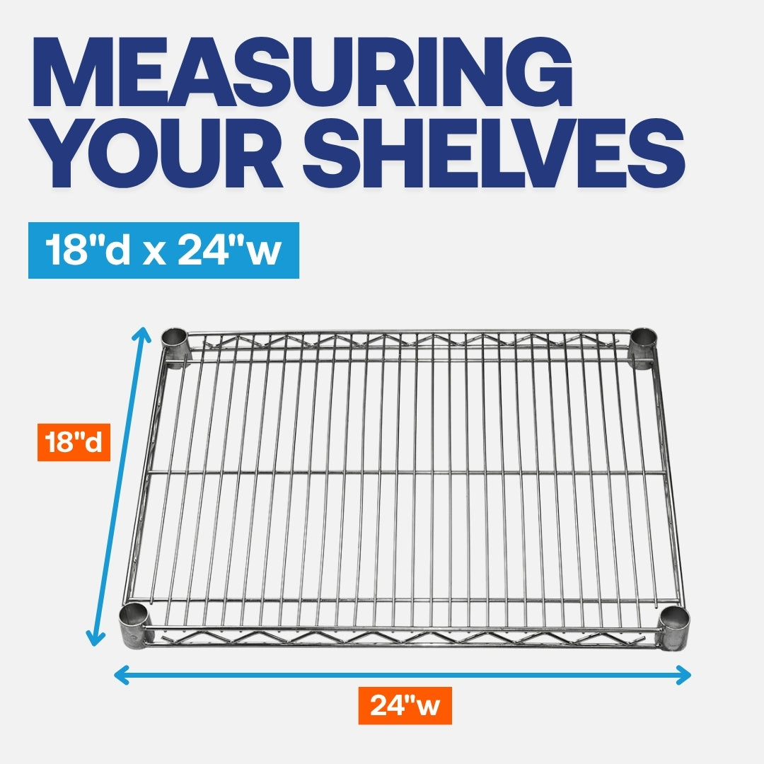 18"d x 24"w Chrome Wire Shelving w/ 4 Shelves