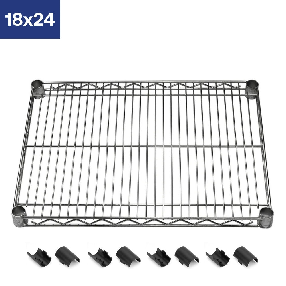 18"d Chrome Wire Shelves with Shelf Clips