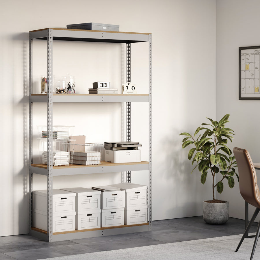 Lyon 18"d 4-Shelf Heavy-Duty Boltless Shelving Starter Units - Gray