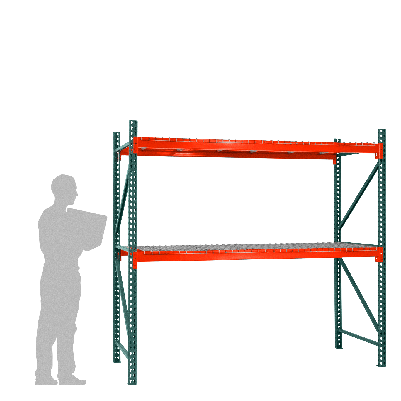 2-Tier Teardrop Pallet Rack Starter Units w/ Wire Decking - 42"d x 96"h