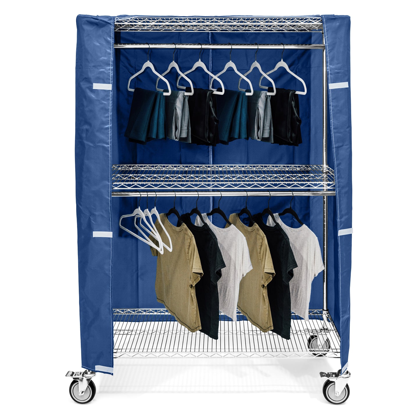 2-Tier Large Mobile Garment Rack with Cover
