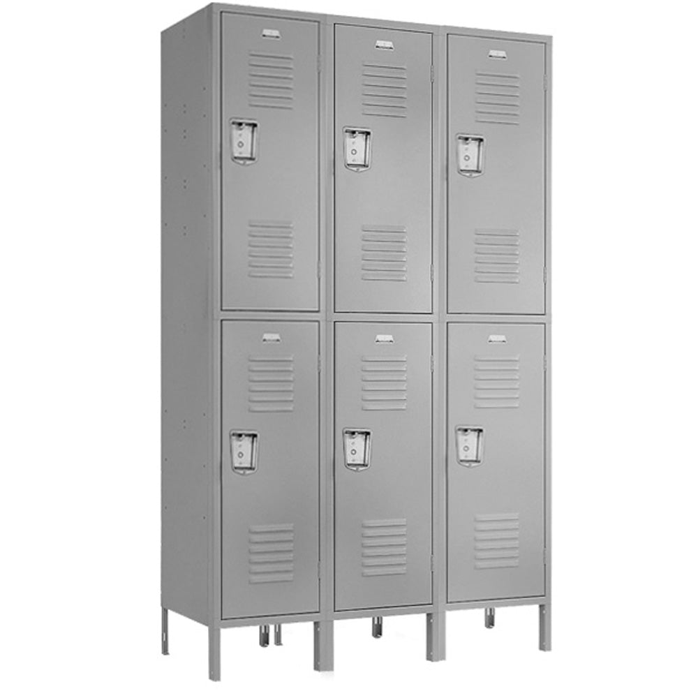Double Tier Lockers - 15"d x 12"w x 78"h - Gray