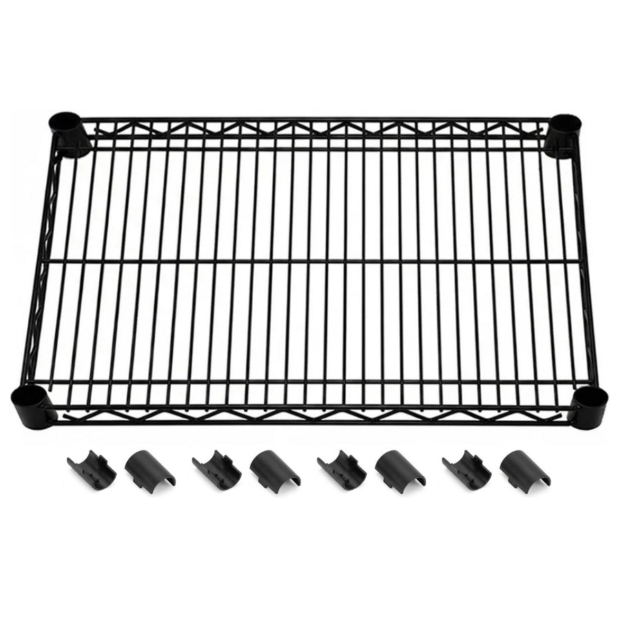 21"d Black Wire Shelves with Shelf Clips