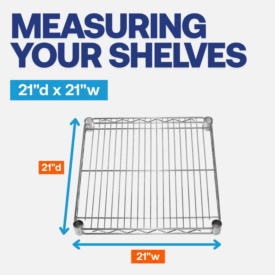 21"d x 21"w Chrome Wire Shelving w/ 4 Shelves