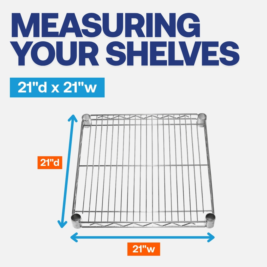 21"d x 21"w Chrome Wire Shelving w/ 4 Shelves
