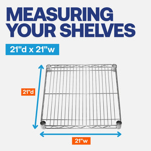 21"d x 21"w Chrome Wire Shelving w/ 4 Shelves