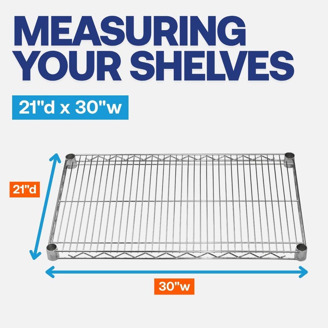 21"d x 30"w Chrome Wire Shelving w/ 4 Shelves