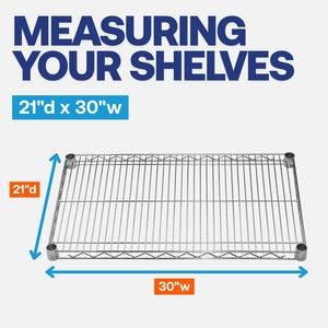 21"d x 30"w Chrome Wire Shelving w/ 4 Shelves