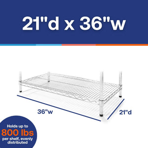 21"d x 36"w Chrome Wire Shelving w/ 4 Shelves