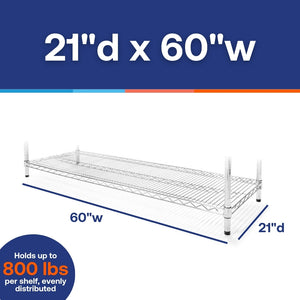 21"d x 60"w Chrome Wire Shelving w/ 4 Shelves