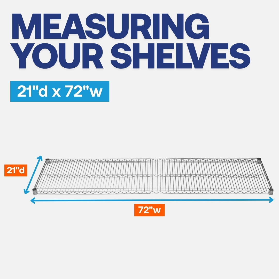 21"d x 72"w Chrome Wire Shelving w/ 4 Shelves