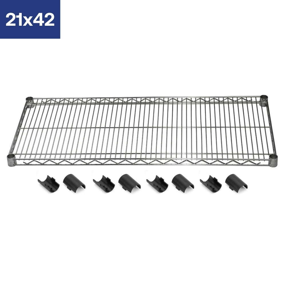 21"d Chrome Wire Shelves with Shelf Clips