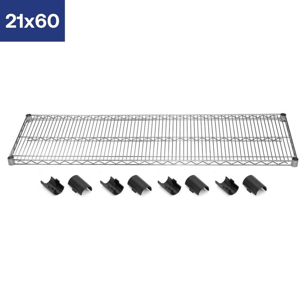 21"d Chrome Wire Shelves with Shelf Clips