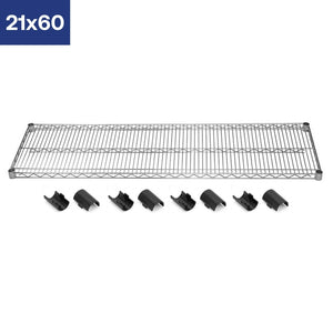 21"d Chrome Wire Shelves with Shelf Clips