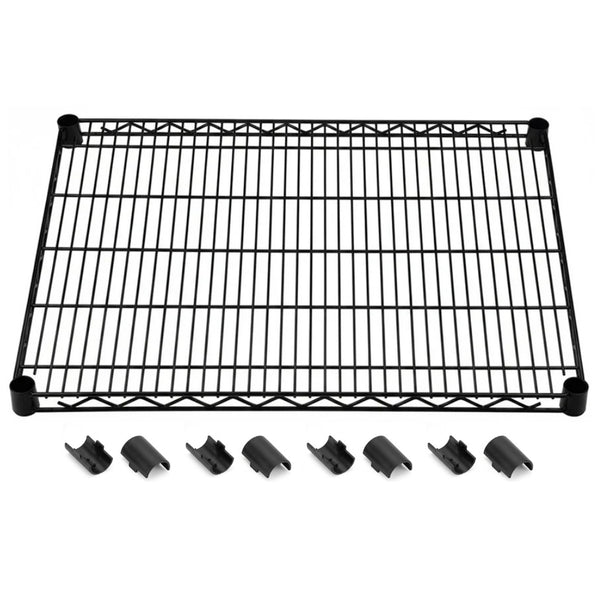 24"d Black Wire Shelves with Shelf Clips