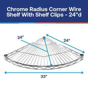 Chrome Radius Corner Wire Shelves with Shelf Clips