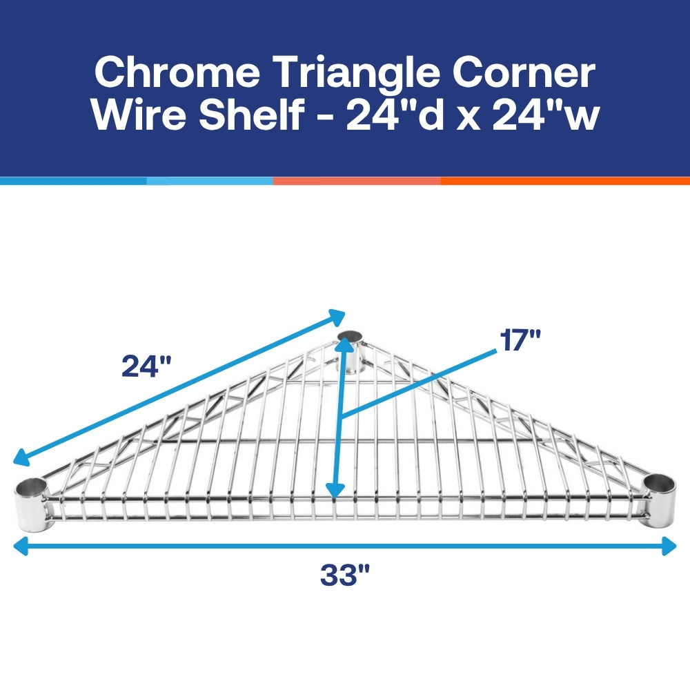 Chrome Triangle Corner Wire Shelves with Shelf Clips