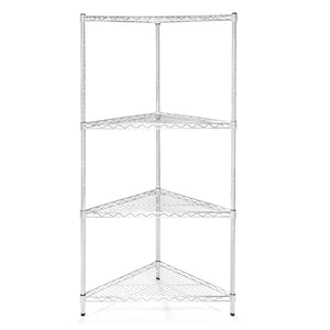 24"d Chrome Wire Triangle Corner Unit w/ 4 Shelves
