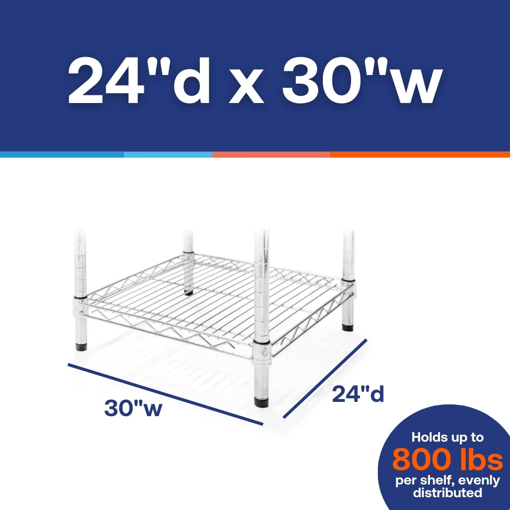24"d x 30"w Chrome Wire Shelving w/ 5 Shelves