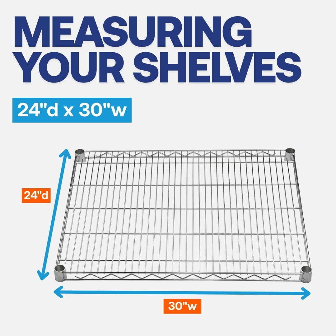 24"d x 30"w Chrome Wire Shelving w/ 4 Shelves