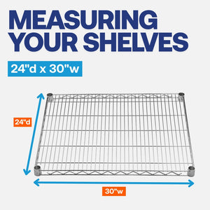 24"d x 30"w Chrome Wire Shelving w/ 4 Shelves