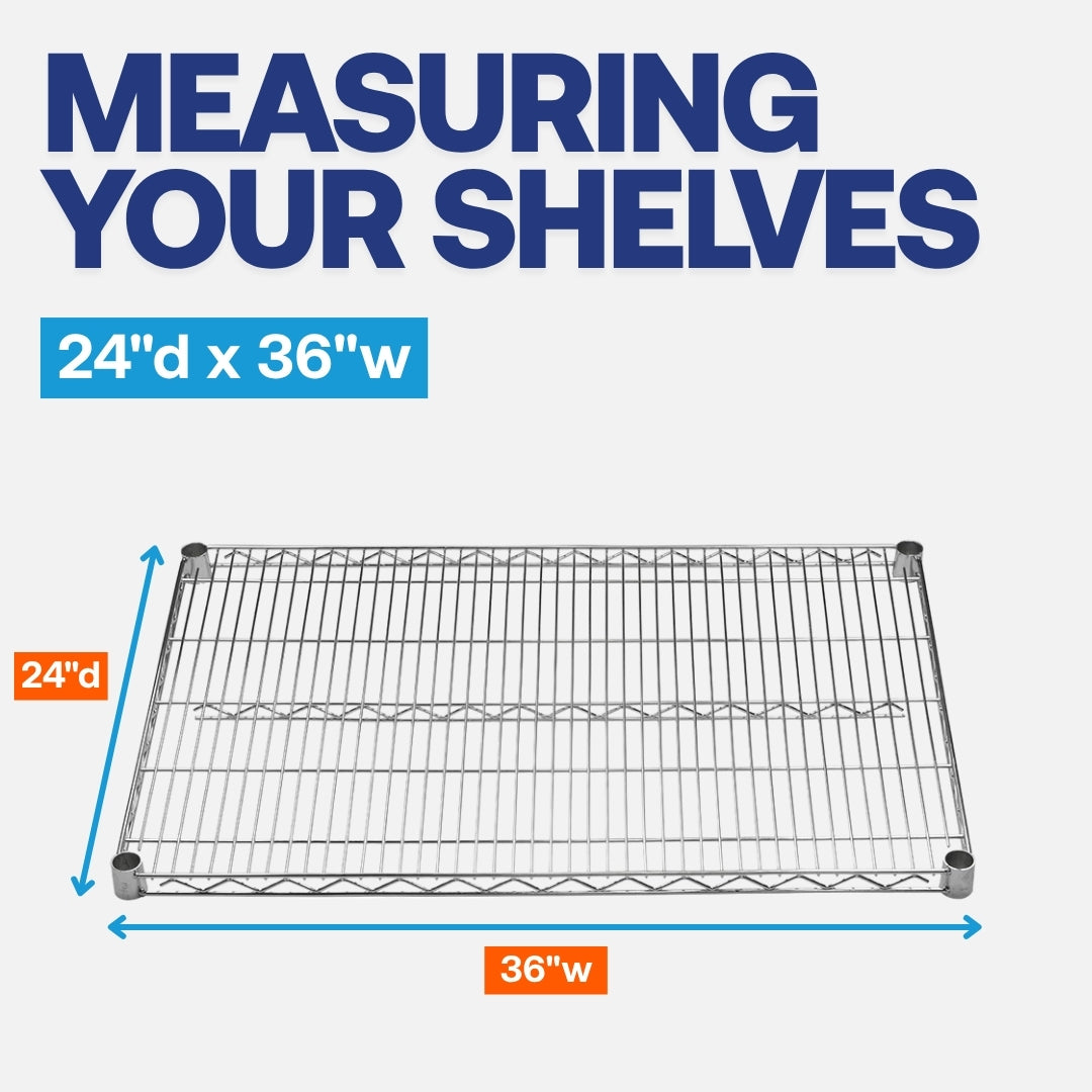24"d x 36"w Chrome Wire Shelving w/ 4 Shelves
