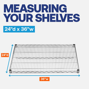 24"d x 36"w Chrome Wire Shelving w/ 4 Shelves