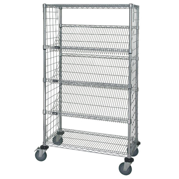 24"d x 69"h 5-Tier Enclosed Slanted Wire Shelving Carts