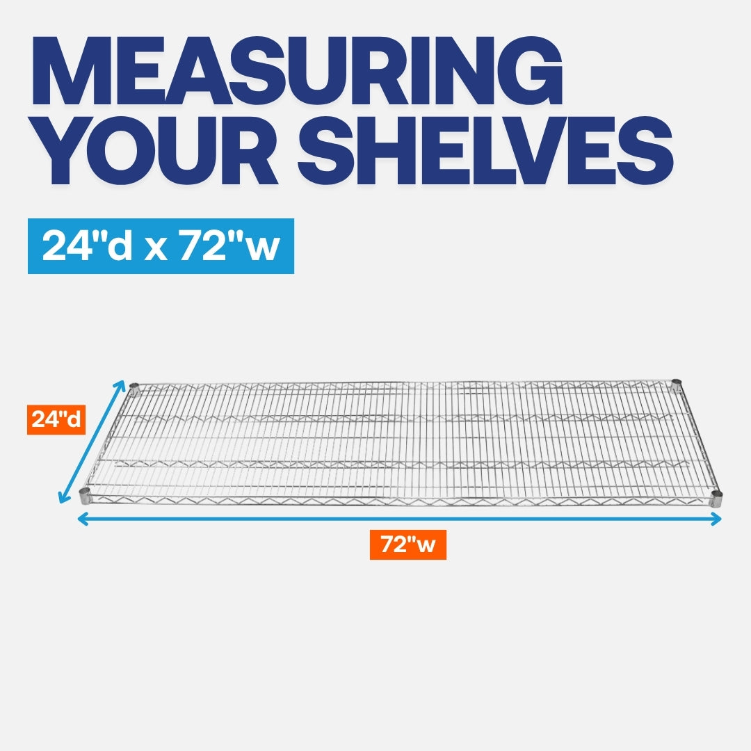 24"d x 72"w Chrome Wire Shelving w/ 4 Shelves