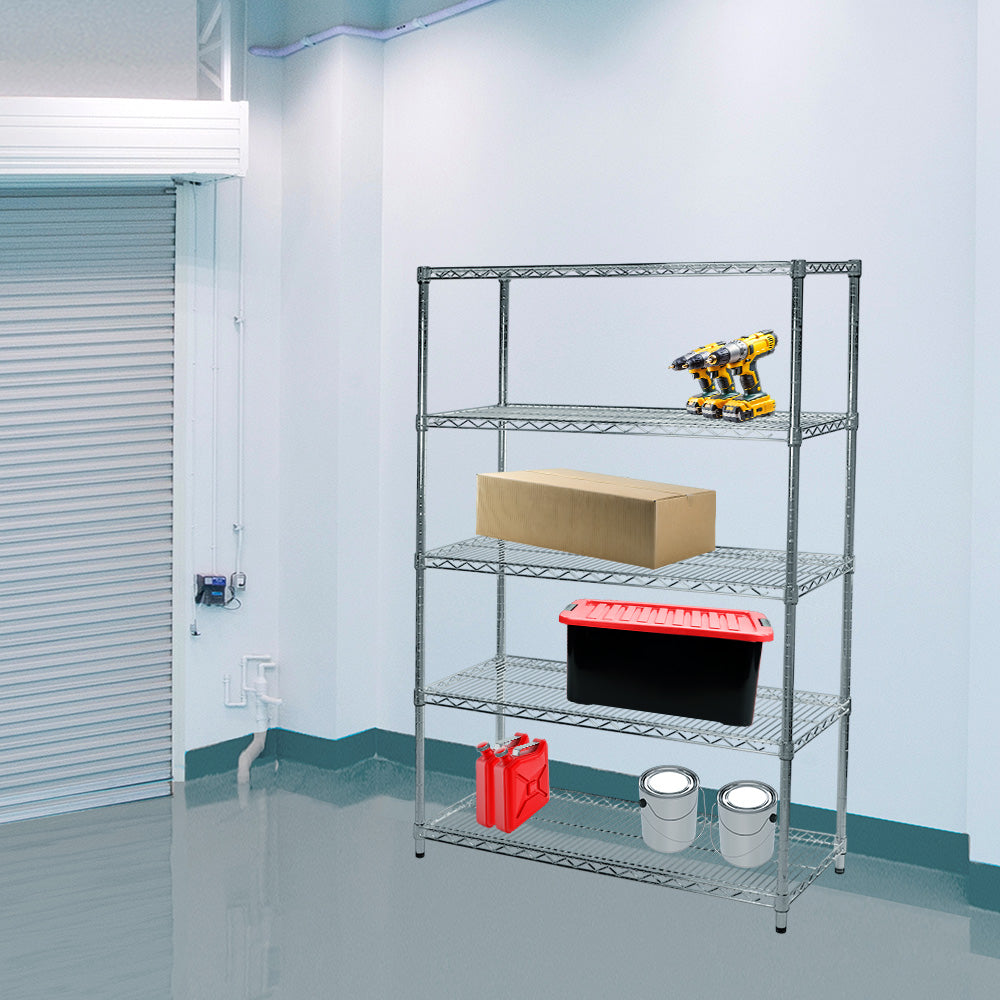 24"d x 48"w Chrome Wire Shelving w/ 5 Shelves