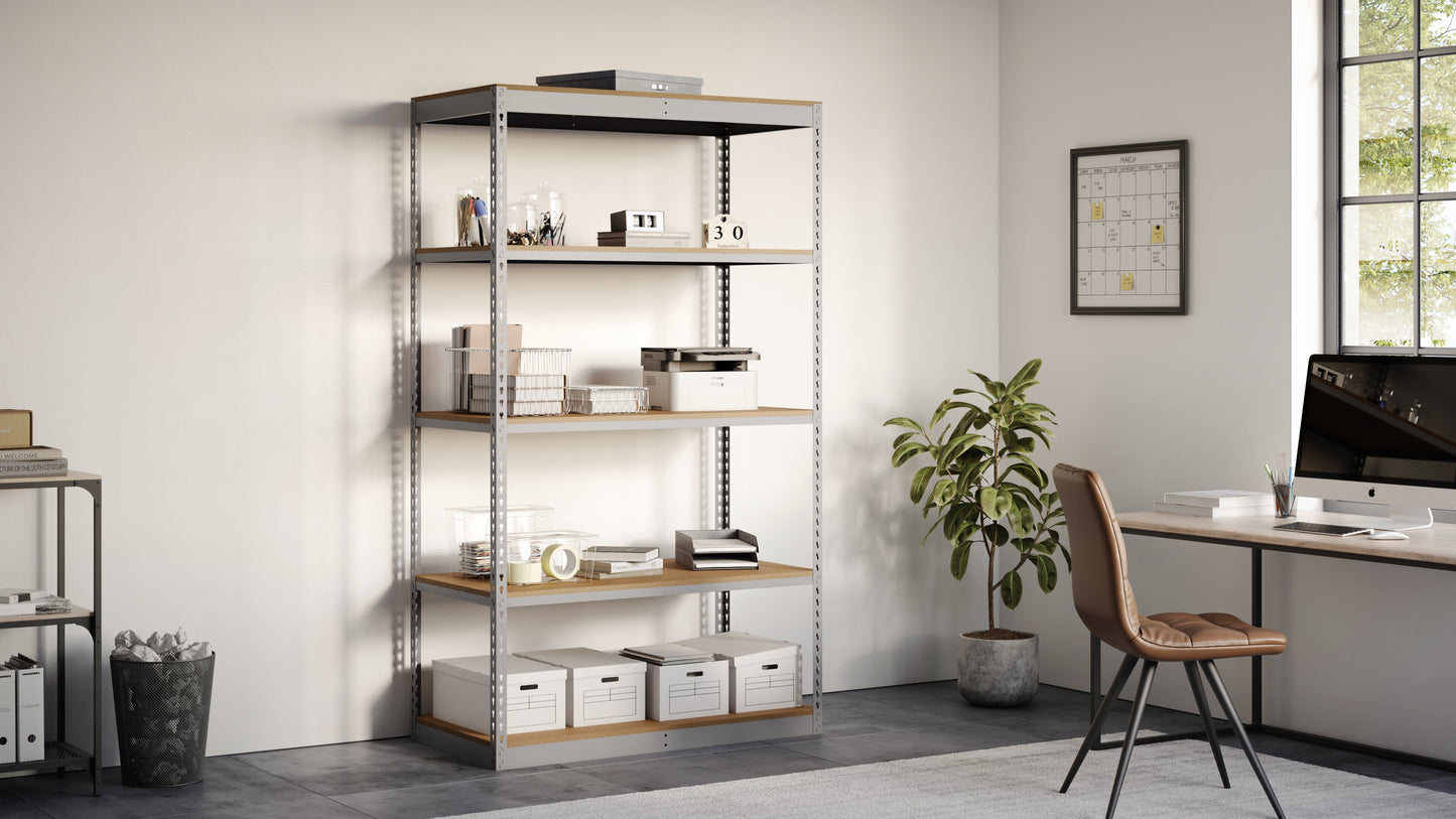 Lyon 24"d 5-Shelf Light-Duty Boltless Shelving Starter Units - Gray